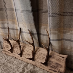 Sika Antler and Solid oak Rustic Coat rack .