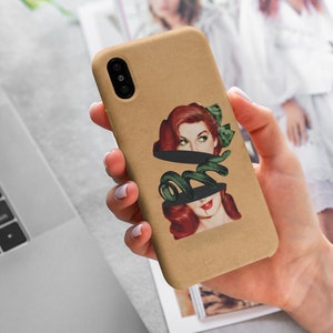 Animal Instinct: Retro Vintage Collage Art 50s Pin Up Red Head Snake Serpent Phone Tough Case iPhone Samsung