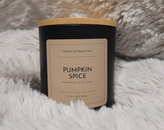 Vela de cera de soja con aroma a calabaza y especias - Vela vegana hecha a mano