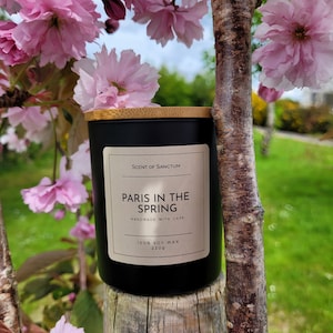 Paris in the spring scented soy candle. 100% soy vegan wax. Cruelty free. Gift for her. Christmas present. Xmas.