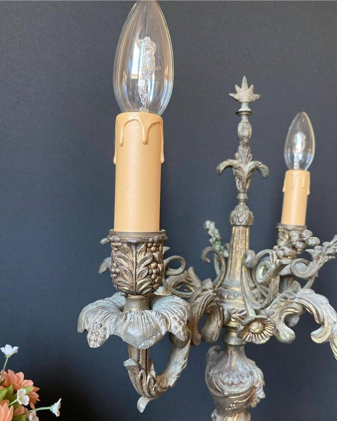 Antique Spanish Table Lamp With 4 Lights in Bronze Etsy