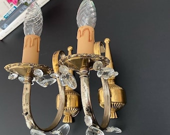 Duty free for USA. Vintage pair of sconces