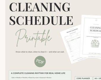 Cleaning Schedule Printable: Daily, Weekly & Monthly Home Cleaning Planner PDF
