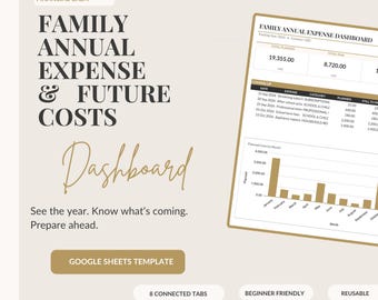 Family Annual Expense Spreadsheet - Future Costs Dashboard for Google Sheets