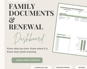 Family Document Renewal Tracker | Google Sheets