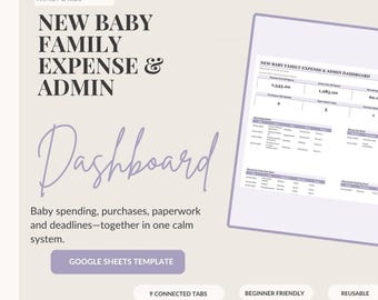 New Baby Expense and Admin Dashboard | Google Sheets Baby Budget Tracker