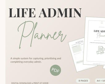 Life Admin Planner Printable, Household Organization & Follow-Up System PDF