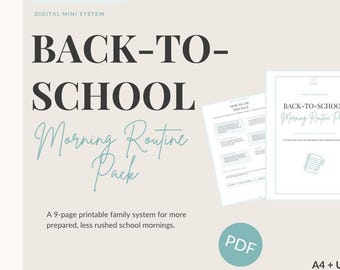 School Morning Routine Printable, Back-to-School Family Planning Pack, A4 + US Letter PDF