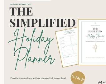 Christmas Planner Printable, Holiday Organizer PDF for Gifts, Budget, Meals & Weekly Planning