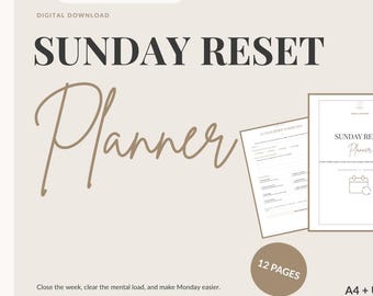 Sunday Reset Planner Printable, Weekly Reset Routine for Busy Moms, A4 & US Letter