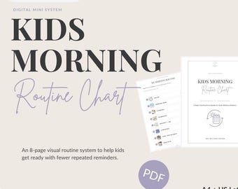 Kids Morning Routine Chart, Visual Schedule, Printable School Morning Checklist