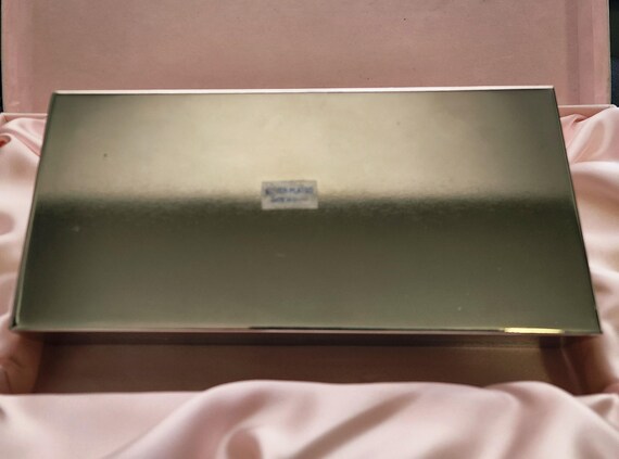 Vintage Silver Plated Sleek Rectangular Jewelry B… - image 7