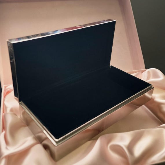 Vintage Silver Plated Sleek Rectangular Jewelry B… - image 4