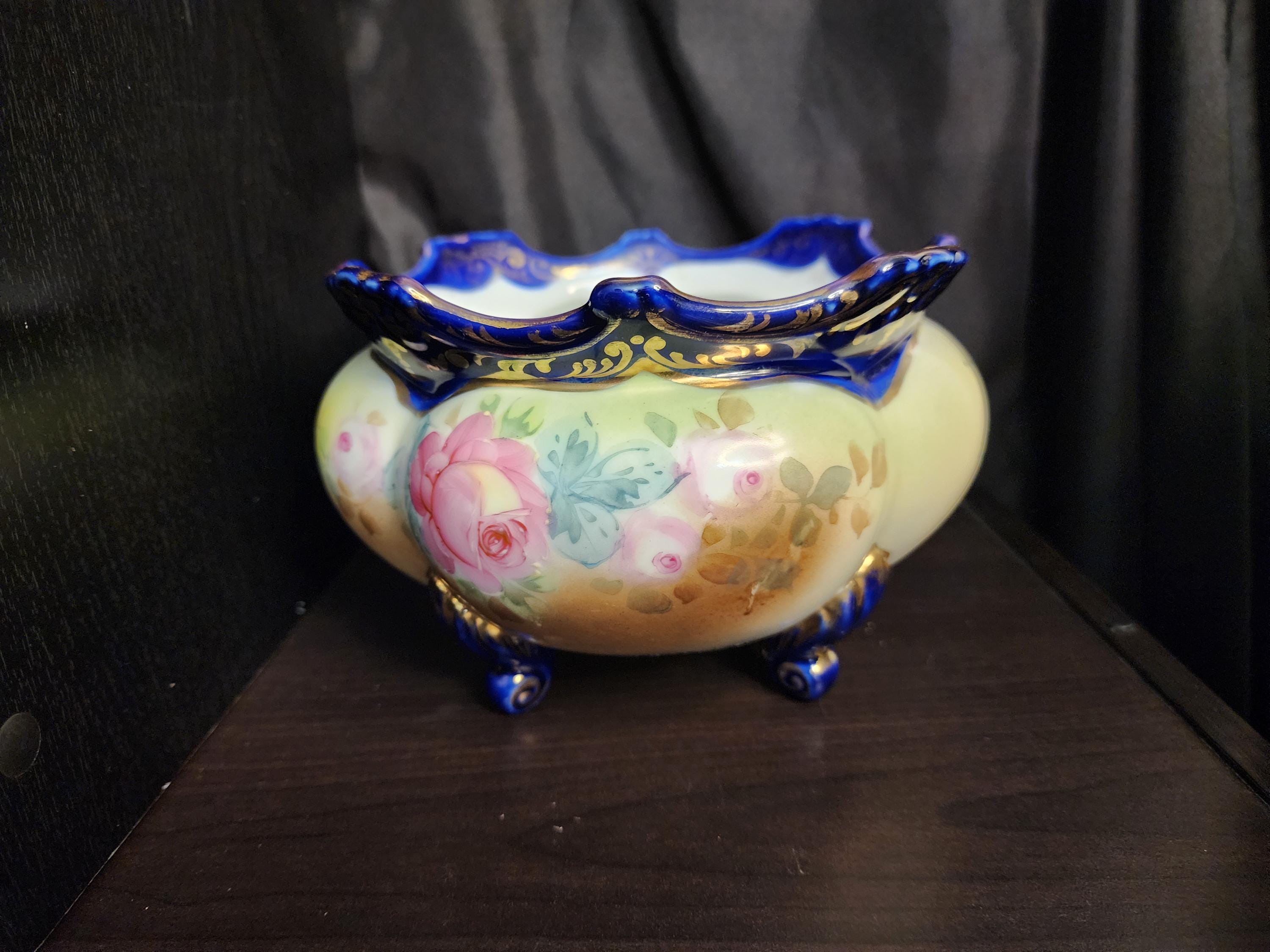 【コバルトガラス ボンボニエール】 イギリス ヴィンテージ Antique Nippon Porcelain Cobalt - Etsy