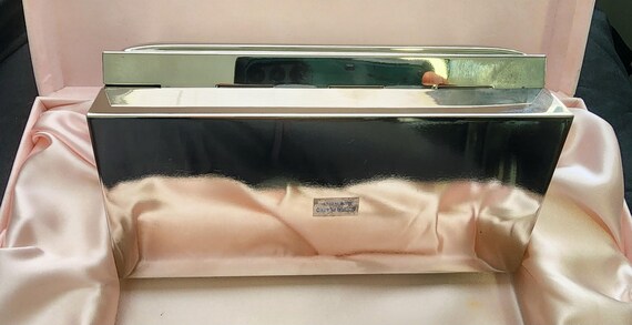 Vintage Silver Plated Sleek Rectangular Jewelry B… - image 6