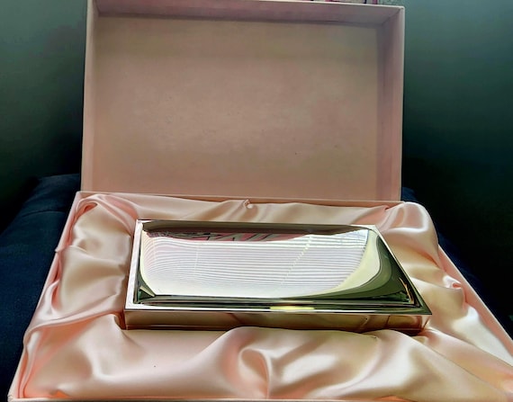 Vintage Silver Plated Sleek Rectangular Jewelry B… - image 1