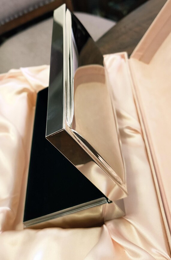 Vintage Silver Plated Sleek Rectangular Jewelry B… - image 12