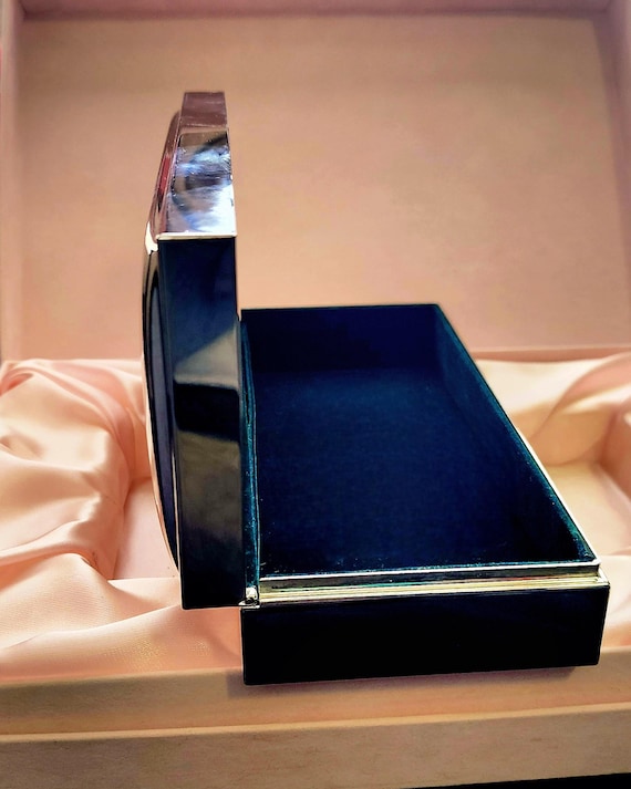 Vintage Silver Plated Sleek Rectangular Jewelry B… - image 5