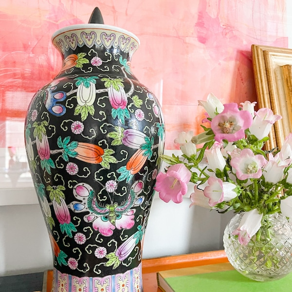 Famille Noir Chinoiserie Vase