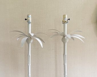 Pair vintage tole palm tree lamps