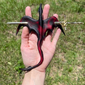 Dragon Slayer Hair Slide - Handmade Leather Hair Pin