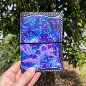 Cartera para pasaporte - Galaxy Black - Cuaderno de viaje de cuero