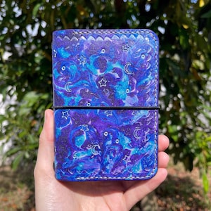 Passport Brieftasche - Galaxy Blau - Leder Traveler's Notebook