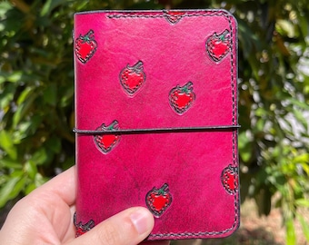 Passport Wallet - Strawberry Pink - Leather Traveler’s Notebook