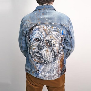 Custom Handpainted Denim Jacket | Custom Pet Portrait