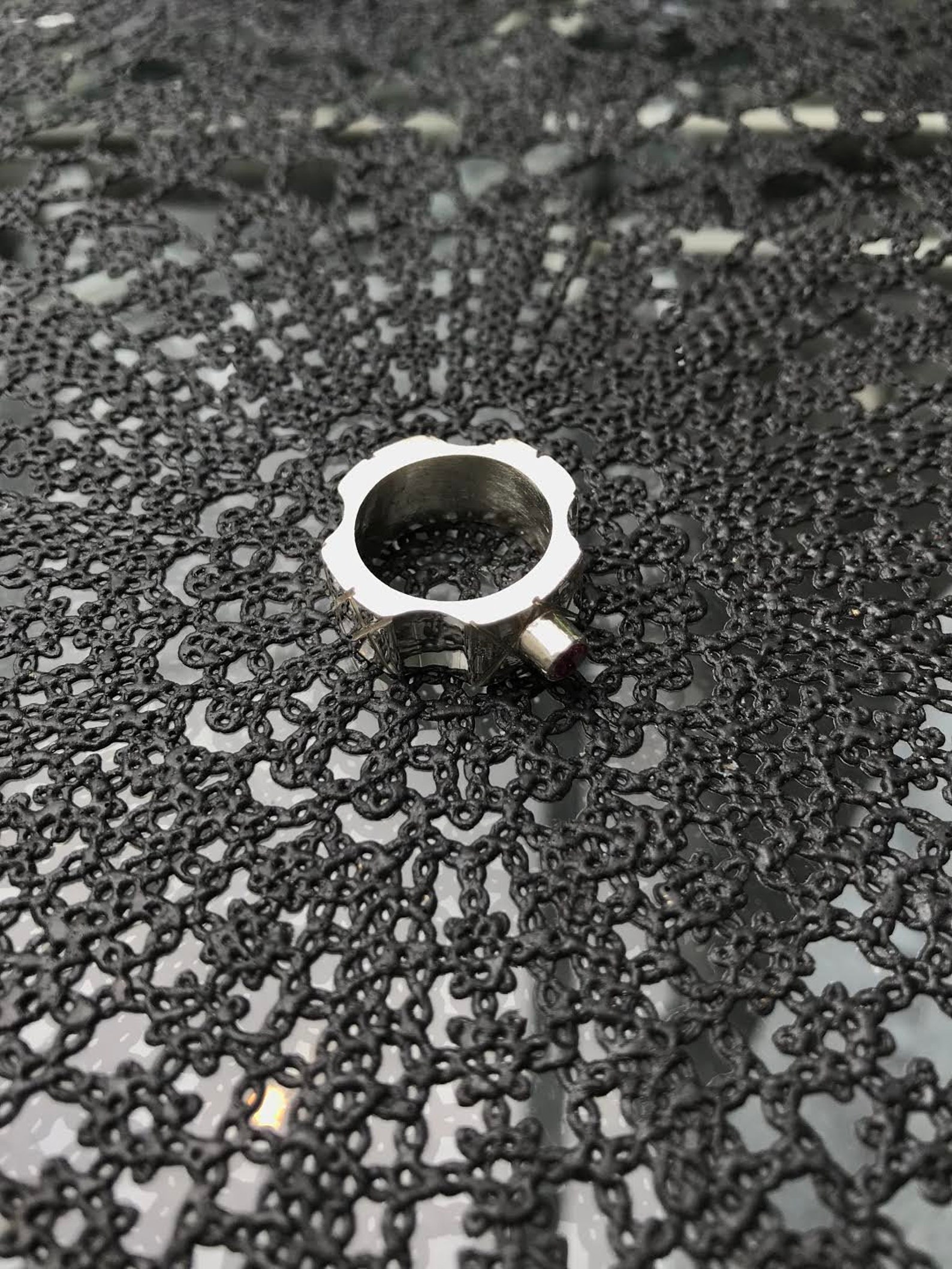 Handmade sterling silver 'Boss' ring with pink Etsy