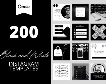 20 Black & White Editable Canva Instagram Post - Etsy