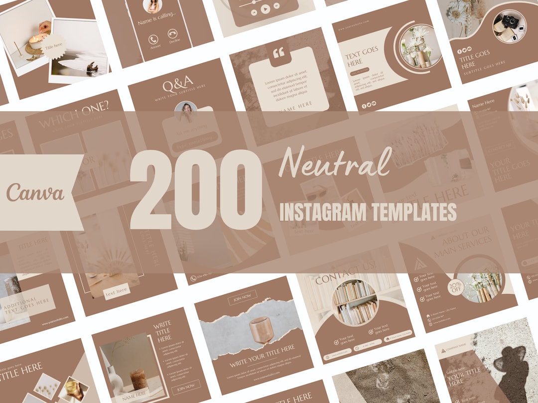 200 Neutral Instagram Templates: Brown Beige Canva Posts (PDF) - Etsy