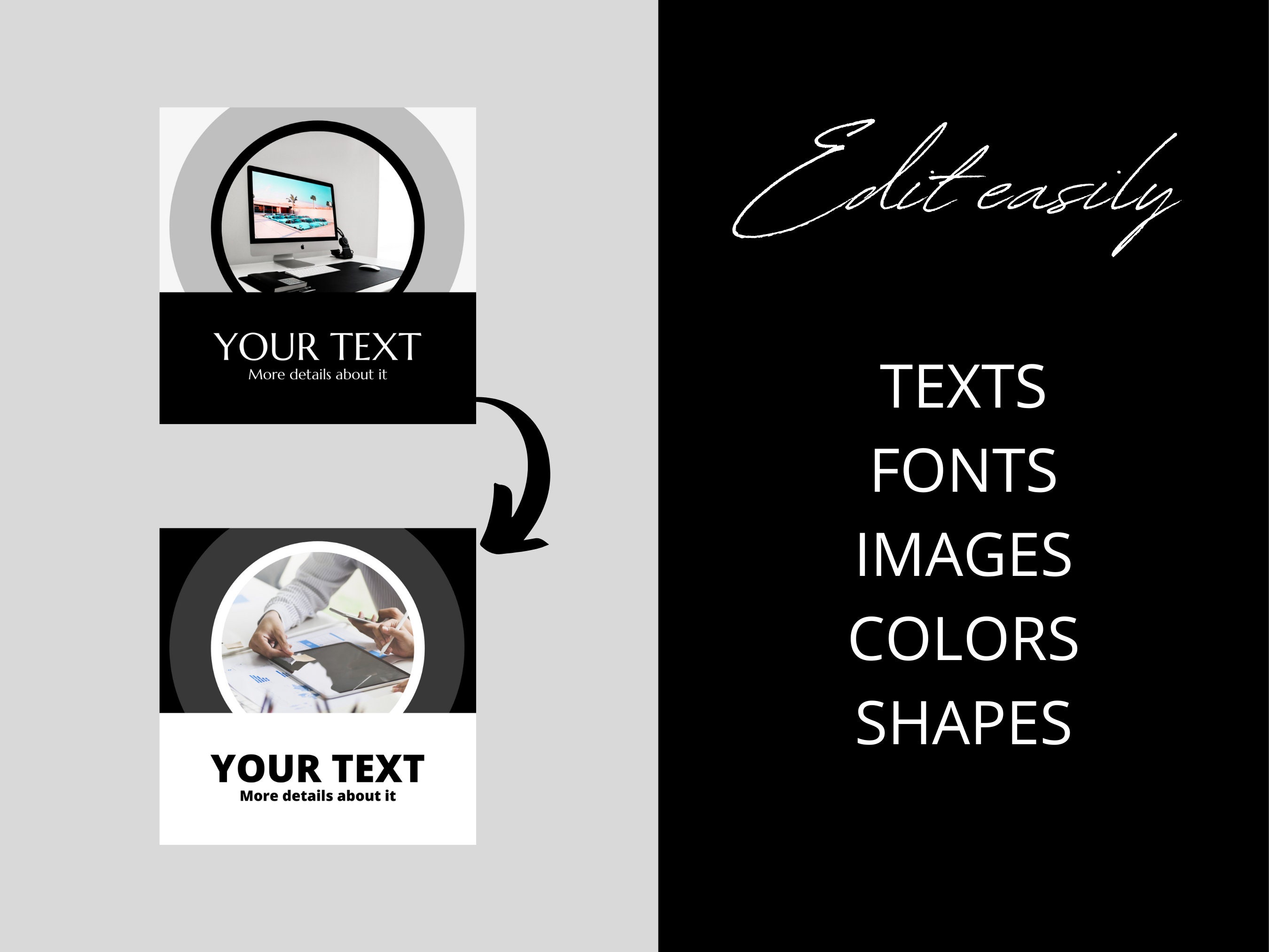 200 Black and White Instagram Canva Templates (digital Download) - Etsy