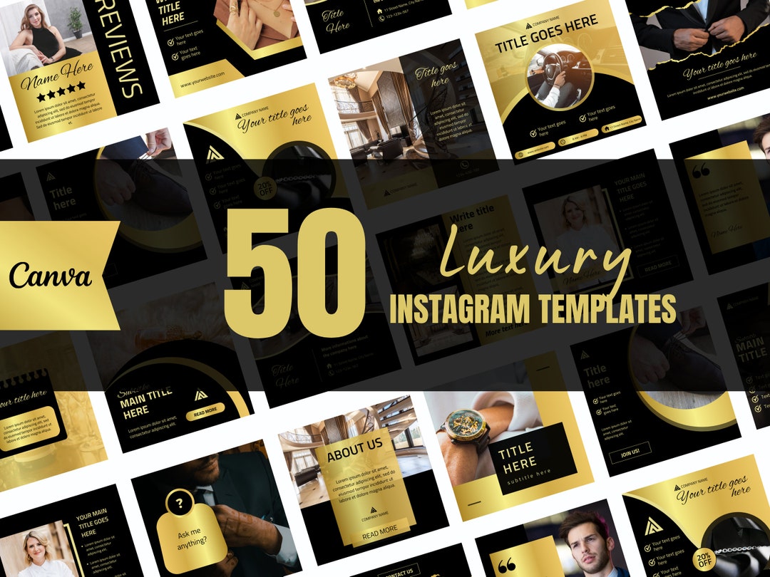 50 Luxury Gold Instagram Post Templates: Canva Business Design (digital ...