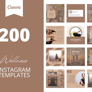 200 Wellness Instagram Canva Templates, Mental health templates, Business post, Social media post,  set of 200, canva instagram feed