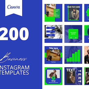 200 Blue & Green Business Instagram Canva Templates