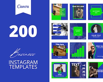 200 Blue & Green Business Instagram Canva Templates