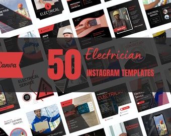 Electrician Instagram Post Templates: Social Media Bundle (Canva)