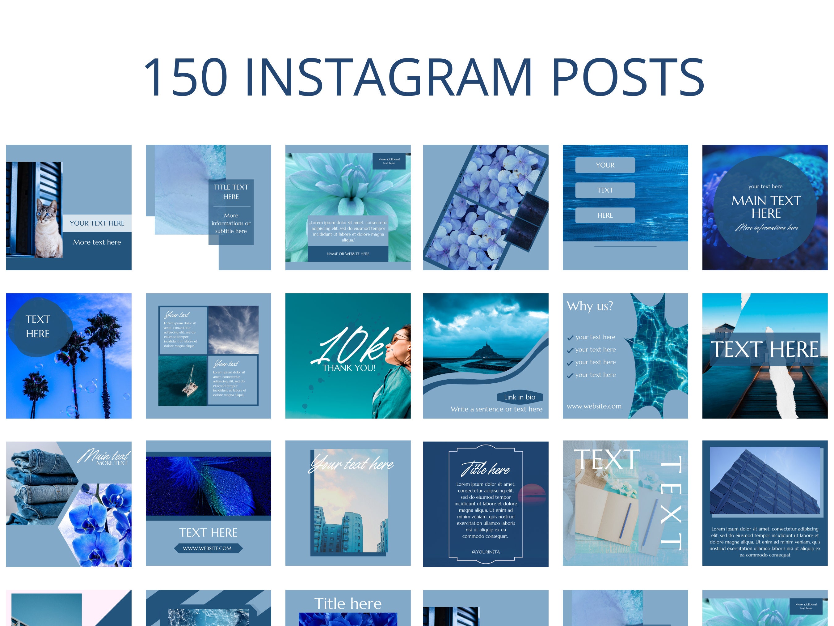 200 Blue Aesthetic Instagram Canva Templates, Blue Business, Nature ...