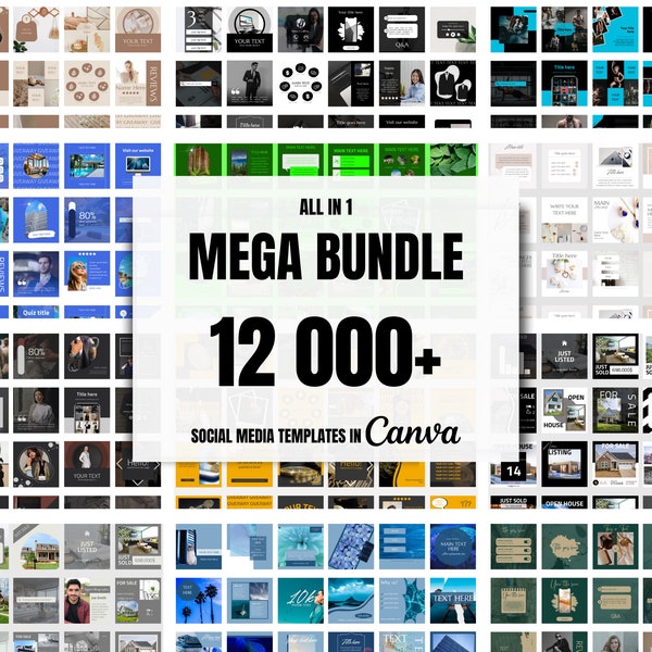 Mega Bundle Instagram Canva Templates, 12000 templates, Business post, Digital marketing, Social media post,  set of 12000, instagram feed