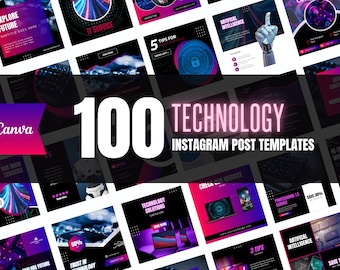 以下が含まれることがあります： テクノロジー企業向けのInstagram投稿テンプレート100個のセット。テンプレートは、ネオンカラー、幾何学模様、テキストオーバーレイなど、さまざまなデザインを採用しています。テンプレートは、企業がソーシャルメディアで製品やサービスを宣伝するのに役立ちます。