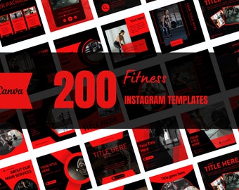Plantillas de Instagram para fitness: Publicaciones de gimnasio en redes sociales (Canva, 200)
