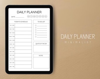 Druckbare Tagesplaner Vorlage PDF | Einfacher, moderner, minimalistischer Planer | Tagesablauf | | A4 GRÖSSE | Personal Planer Bundle
