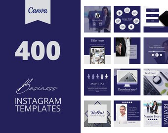 400 Blue Business Instagram Canva Templates, Royal blue templates, Business post, Social media post,  set of 400, canva instagram feed