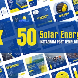 50 Solar Energy Instagram Canva Templates, Solar energy, Business post, Solar panel, Social media post,  set of 50, canva instagram feed