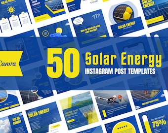 50 Solar Energy Instagram Post Templates for Canva (Digital Download)