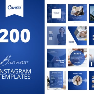 200 Blue Business Instagram Canva Templates, Royal blue templates, Business post, Social media post,  set of 200, canva instagram feed