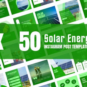 50 Solar Energy Instagram Canva Templates, Solar energy, Business post, Solar panel, Social media post,  set of 50, canva instagram feed