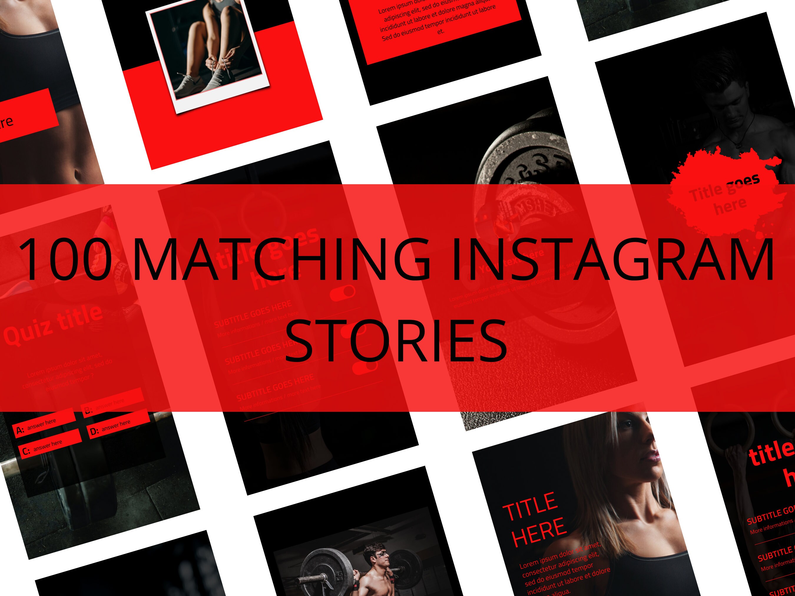 400 Fitness Instagram Templates: Black & Red Canva Social Media Posts ...