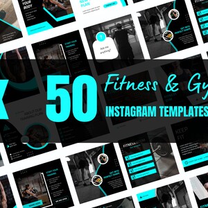 50 Fitness and Gym Instagram Canva Templates, Fitness templates, Business post, Social media post,  set of 50, canva instagram feed